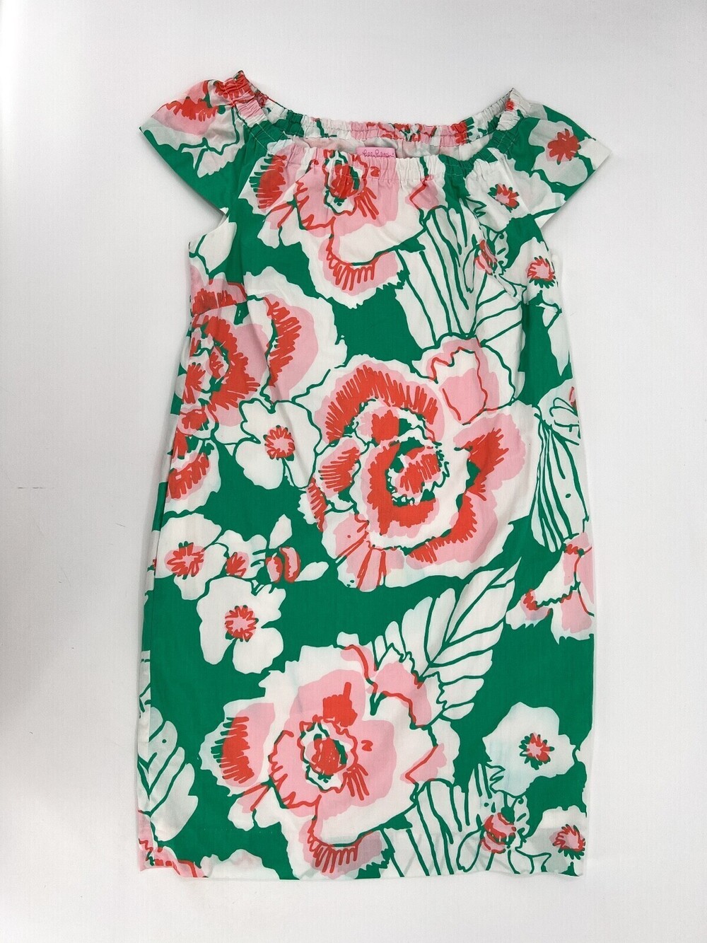 Lilly Pulitzer Dress Womens Extra Small Green Red Floral A-Line Lined Shift